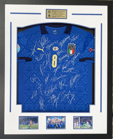 Italy Euro 2020/2021 Champions Squad Signed Jersey - Verratti, Chiellini, Jorginho