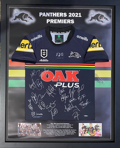 2021 NRL Premiership Winners Penrith Panthers Team Signed Jersey Framed