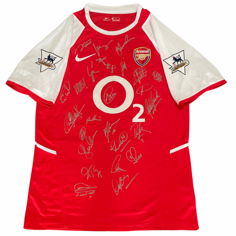 Arsenal "Invincibles" 2003-2004 EPL Champions Team Signed Jersey - Henry, Vieira, Bergkamp