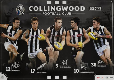 A Collingwood Magpies Football Club poster featuring Luke Ball, Dayne Beams, Nick Maxwell, Scott Pendlebury, Dane Swan , 48 x 68cm
