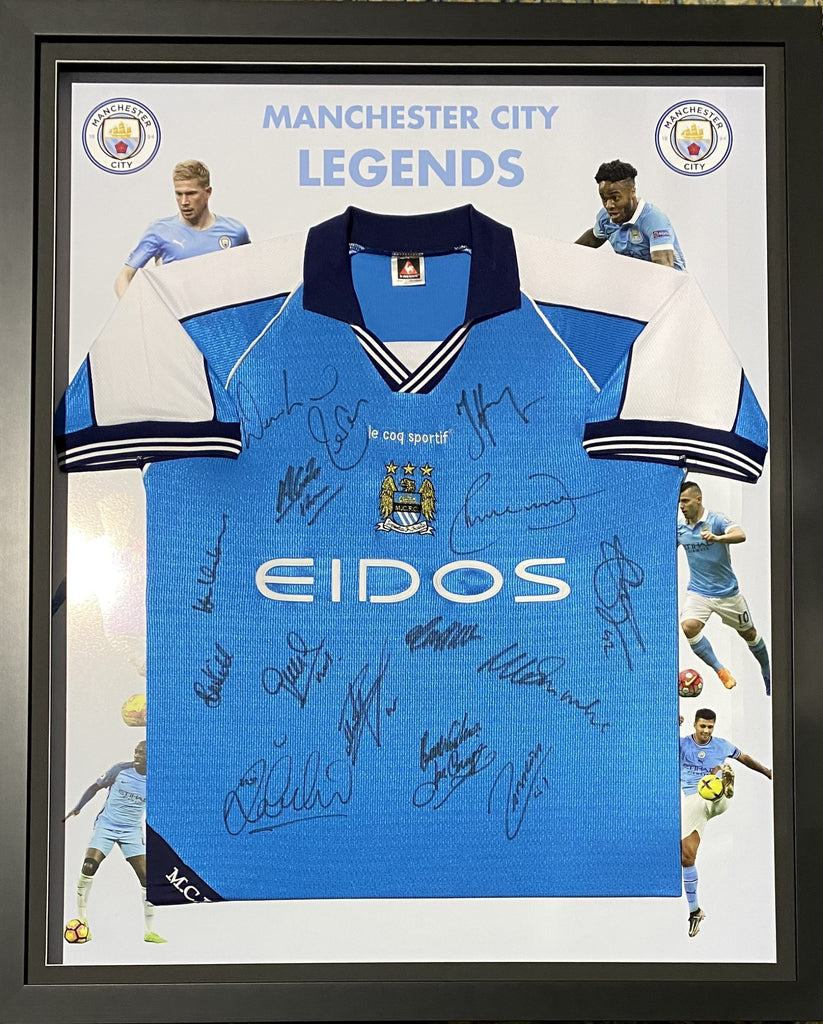 Manchester City "The Legends" Personally Signed Jersey - Hart, Kidd, Aguero
