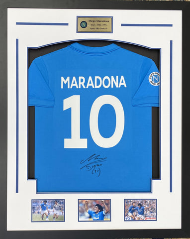 Diego Maradona Personally Signed Napoli Jersey, Framed.