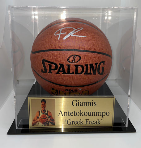 Giannis Antetokounmpo 'Greek Freak' Personally Signed Basketball with Display Case