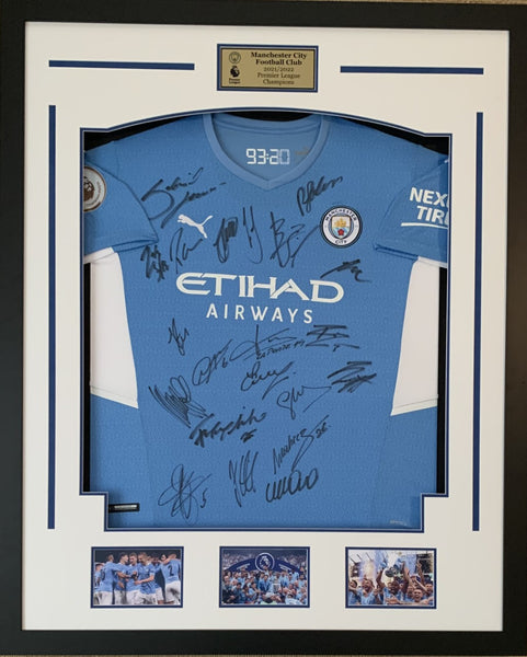 Man city sales signed framed shirt
