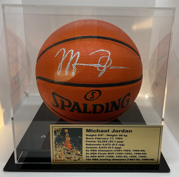 Michael Jordan Personally Signed Spalding Basketball with Display