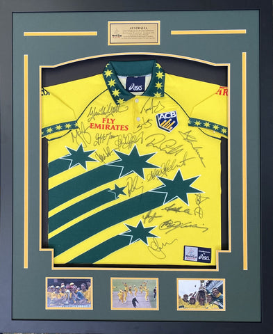 1999 Australian Cricket Team Signed Jersey, Framed – World Cup Champions & Historic Victory