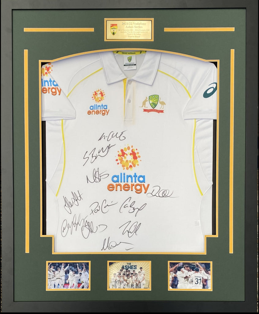 2021/22 Australian Ashes Series Champions Signed Jersey, Framed