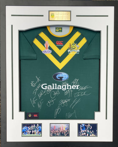 Australian Kangaroos 2022 Rugby League World Cup Team Signed Jersey, Framed