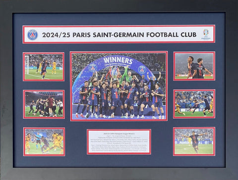 Paris Saint-Germain PSG – 2024/25 Champions League Framed Photo Tribute (Ligue 1 Winners)