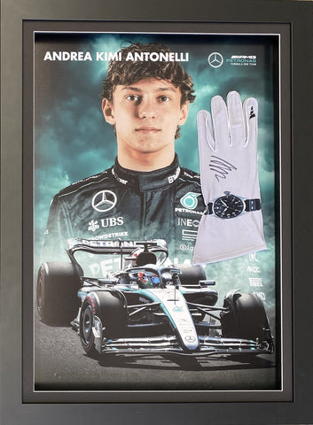 Andrea Kimi Antonelli Personally Signed Mercedes F1 Team Race Glove, Framed
