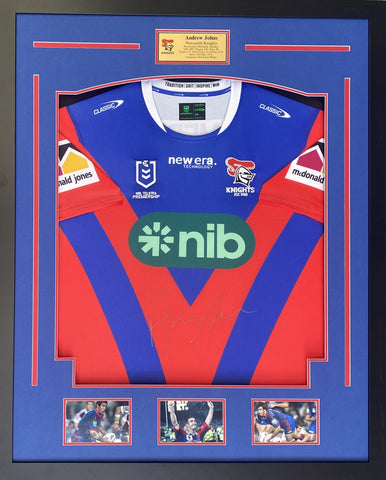Andrew Johns Personally Signed Newcastle Knights Jersey, Framed