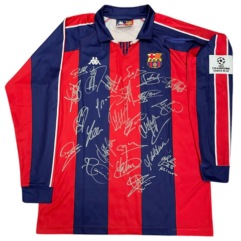 Barcelona 1993-1994 Team Signed Jersey, #10 Romario, Cruyff, Koeman etc.