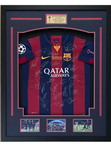 Barcelona Team Signed 2015 Jersey "Treble Winners", Including Neymar and Messi, Suarez