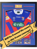 Bradman Best Personally Signed Newcastle Knights Jersey, Framed