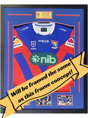 Bradman Best Personally Signed Newcastle Knights Jersey, Framed