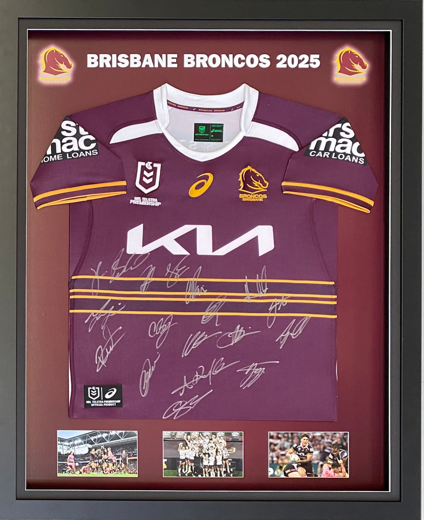 Brisbane Broncos 2025 NRL Premiership Team Signed Home Jersey - 1 left