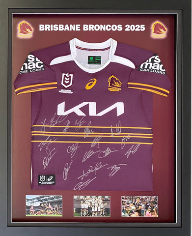 Brisbane Broncos 2025 NRL Premiership Team Signed Home Jersey - 1 left