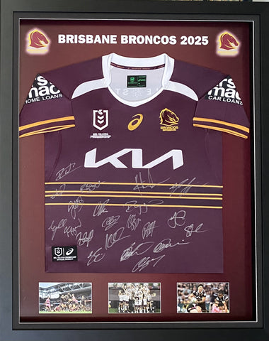 Brisbane Broncos 2025 NRL Premiership Team Signed Home Jersey
