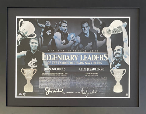 Carlton "Legendary Leaders" Personally signed by John Nicholls and Alex Jesaulenko, Framed