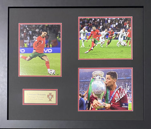 Cristiano Ronaldo Signed Photograph, Framed Tribute, Portugal.