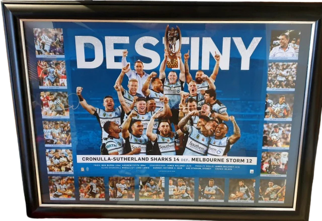 Cronulla Sharks 2016 Premiers "Destiny" Personally Signed by Jack Bird, Framed