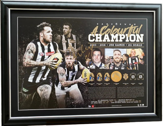 Dane Swan "A Colourful Champion" Personally Signed Career Tribute, Collingwood Magpies
