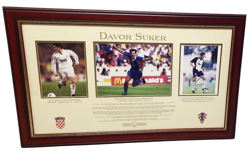 Davor Suker Croatia Personally Signed Career Tribute, Framed