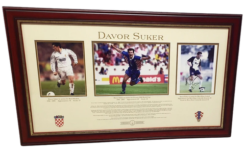 Davor Suker Croatia Personally Signed Career Tribute, Framed