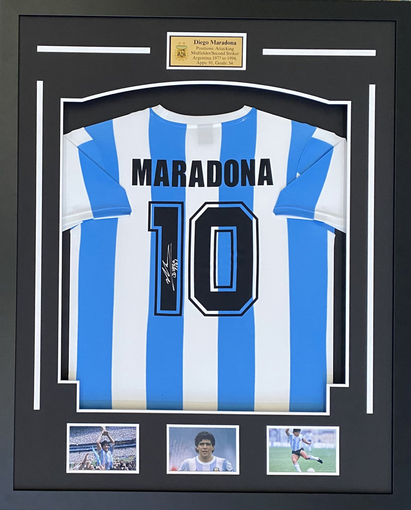 Diego Maradona Personally Signed Argentina Jersey, Framed