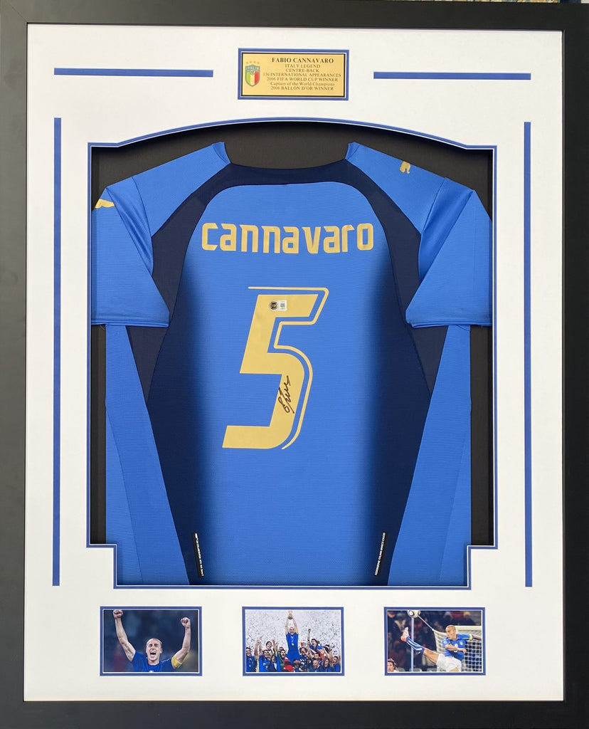 Fabio Cannavaro Signed Italy #5 Jersey - Captain of the 2006 World Cup Champions, Framed