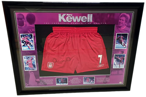 Harry Kewell, Liverpool FC, Personally Signed Liverpool Shorts, Framed