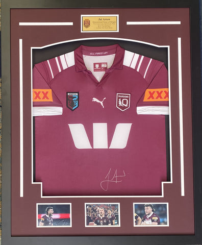 Jai Arrow Personally Signed Queensland Maroons Jersey, Framed