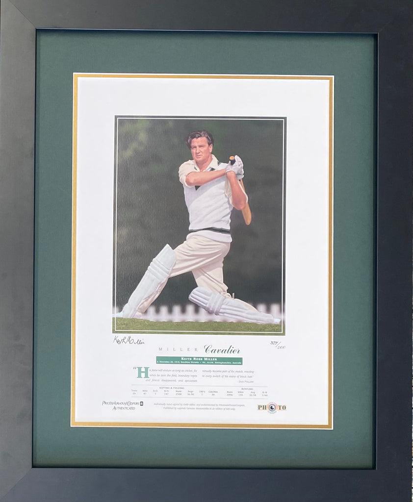 Keith Ross Miller Personally Signed Limited Edition Framed Cricket Tribute