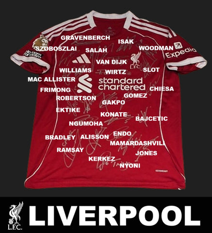 Liverpool 2025-26 EPL Team Signed Jersey - Pre-Order