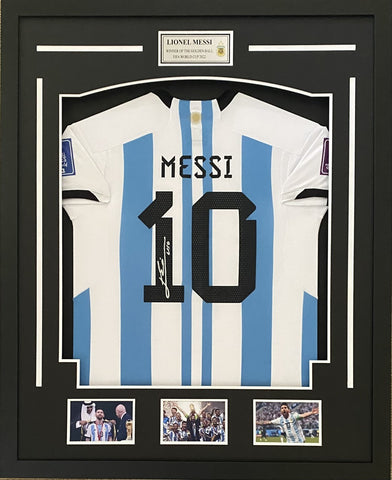 Lionel Messi World Cup 2022 Signed Photo Collage - Framed Soccer Memorabilia 10x8 Inches