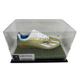 Lionel Messi Personally Signed Gold Adidas Boot with Display Case and Plaque