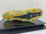 Lionel Messi Personally Signed Gold Adidas Boot with Display Case and Plaque