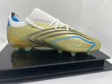 Lionel Messi Personally Signed Gold Adidas Boot with Display Case and Plaque