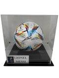 Lionel Messi Signed FIFA World Cup 2022 Argentina Soccer Ball / Football with Display Case and Plaque