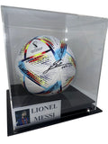 Lionel Messi Signed FIFA World Cup 2022 Argentina Soccer Ball / Football with Display Case and Plaque