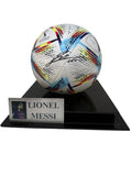 Lionel Messi Signed FIFA World Cup 2022 Argentina Soccer Ball / Football with Display Case and Plaque