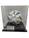 Lionel Messi Signed FIFA World Cup 2022 Argentina Soccer Ball / Football with Display Case and Plaque