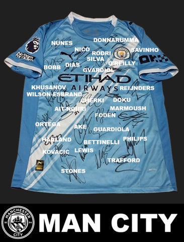 Manchester City 2025-26 EPL Team Signed Jersey - Pre-Order