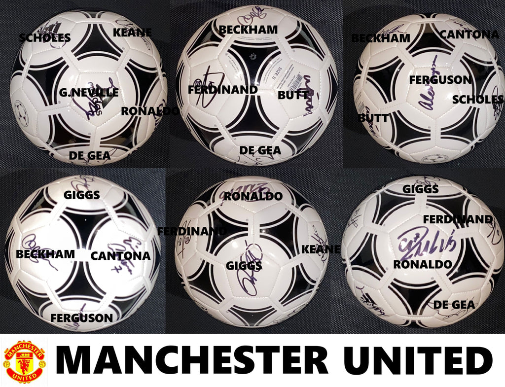 Manchester United Legends Personally Signed Football / Soccer Ball incl Display Case and Plaque (Ronaldo, Beckham, Cantona etc.)