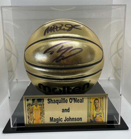 Magic Johnson & Shaquille O'Neal Signed Molten Gold Basketball (Beckett)
