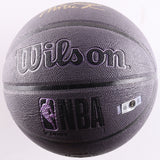 Magic Johnson and Shaquille O'Neal Dual Signed Black Basketball with Display Case and Plaque