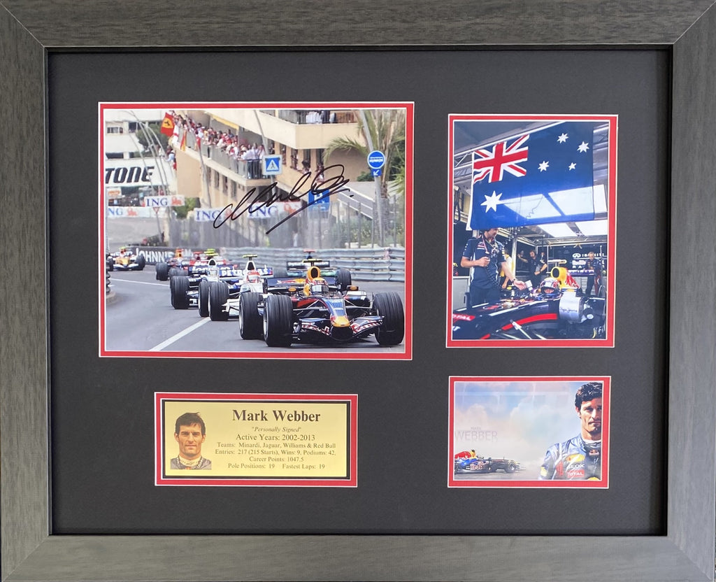 Mark Webber Personally Signed Photo Tribute – Formula 1 Legend