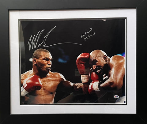 Mike Tyson and Evander Holyfield Personally Signed Photograph, Framed, PSA certified
