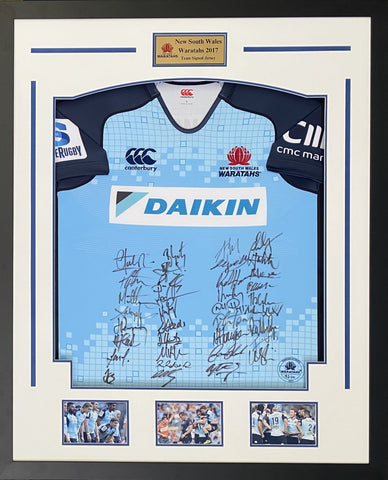 NSW Waratahs Super Rugby Team Signed Jersey, Framed - 1 only!