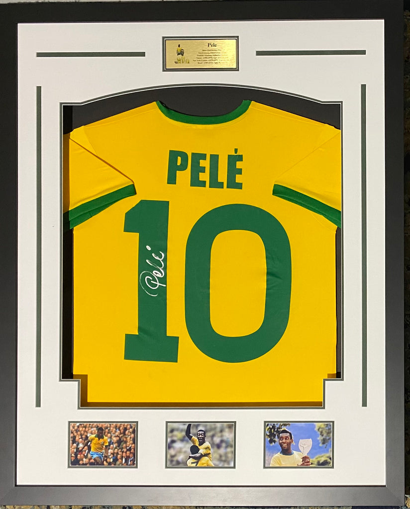 Pele Personally Signed Brazil Jersey, Framed